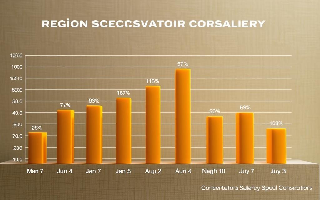 A Detailed Bar Graph Displaying Region-Specific Conservator Salaries, Rendered With A Subtle, Warm Color Palette And Soft, Diffused Lighting To Convey A Professional, Data-Driven Atmosphere. The Bars Are Positioned At Varying Heights, Corresponding To The Average Annual Compensation For Conservators In Different Geographic Locations. The Background Features A Muted, Textured Grid Pattern, Lending A Sense Of Structure And Organization To The Visual Representation Of The Salary Data. A Detailed Bar Graph Displaying Region-Specific Conservator Salaries, Rendered With A Subtle, Warm Color Palette And Soft, Diffused Lighting To Convey A Professional, Data-Driven Atmosphere. The Bars Are Positioned At Varying Heights, Corresponding To The Average Annual Compensation For Conservators In Different Geographic Locations. The Background Features A Muted, Textured Grid Pattern, Lending A Sense Of Structure And Organization To The Visual Representation Of The Salary Data.