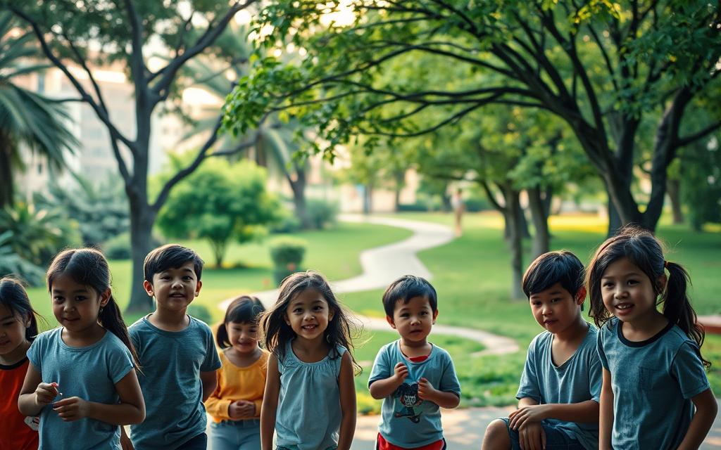 A Tranquil Scene Depicting The Milestones Of Preteen Life. In The Foreground, A Group Of Diverse Pre-Adolescent Children Engage In Playful Activities, Their Expressions Conveying A Sense Of Curiosity And Wonder. In The Middle Ground, A Lush, Verdant Park Setting With Swaying Trees And A Winding Path, Symbolizing The Growth And Exploration Of This Transitional Phase. The Background Features A Soft, Warm Lighting, Casting A Serene Glow, Evoking The Comfort And Security Of This Formative Stage. The Scene Is Captured With A Cinematic, Slightly Wide-Angle Lens, Emphasizing The Interconnectedness Of The Various Elements And The Inclusive, Welcoming Atmosphere. A Tranquil Scene Depicting The Milestones Of Preteen Life. In The Foreground, A Group Of Diverse Pre-Adolescent Children Engage In Playful Activities, Their Expressions Conveying A Sense Of Curiosity And Wonder. In The Middle Ground, A Lush, Verdant Park Setting With Swaying Trees And A Winding Path, Symbolizing The Growth And Exploration Of This Transitional Phase. The Background Features A Soft, Warm Lighting, Casting A Serene Glow, Evoking The Comfort And Security Of This Formative Stage. The Scene Is Captured With A Cinematic, Slightly Wide-Angle Lens, Emphasizing The Interconnectedness Of The Various Elements And The Inclusive, Welcoming Atmosphere.