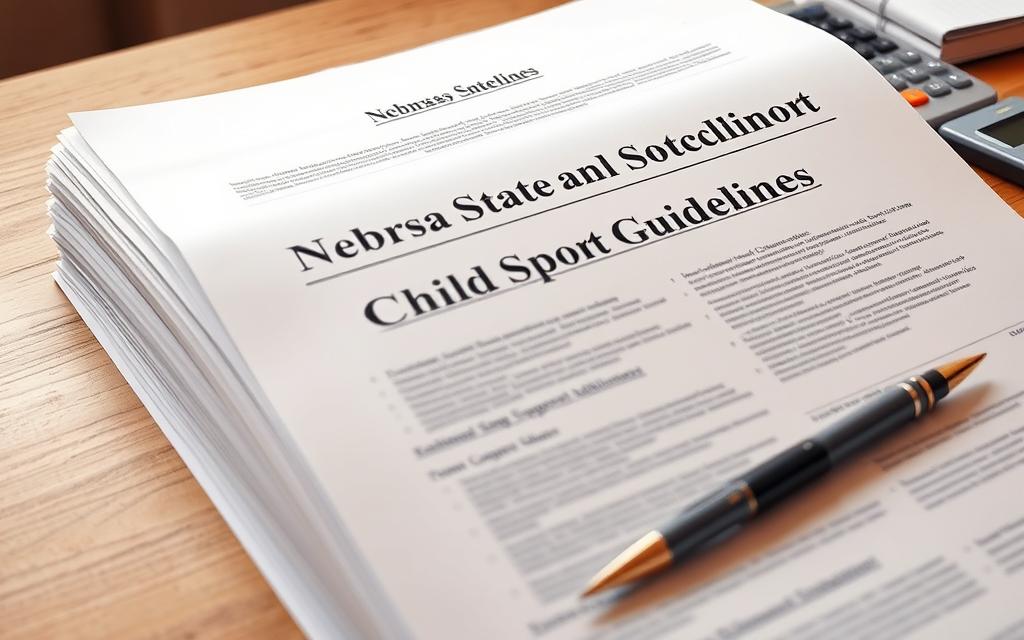 A Well-Lit, High-Resolution Close-Up View Of A Thick Legal Document Titled &Quot;Nebraska State Child Support Guidelines&Quot;. The Pages Are Neatly Arranged On A Clean, Wooden Desk, With A Pen And A Calculator Visible. The Document Has A Professional, Authoritative Appearance, With Organized Sections And Subsections. The Lighting Is Soft And Warm, Creating A Sense Of Thoughtfulness And Attention To Detail. The Overall Mood Is One Of Informative Clarity, Conveying The Importance And Complexity Of Child Support Regulations. A Well-Lit, High-Resolution Close-Up View Of A Thick Legal Document Titled &Quot;Nebraska State Child Support Guidelines&Quot;. The Pages Are Neatly Arranged On A Clean, Wooden Desk, With A Pen And A Calculator Visible. The Document Has A Professional, Authoritative Appearance, With Organized Sections And Subsections. The Lighting Is Soft And Warm, Creating A Sense Of Thoughtfulness And Attention To Detail. The Overall Mood Is One Of Informative Clarity, Conveying The Importance And Complexity Of Child Support Regulations.